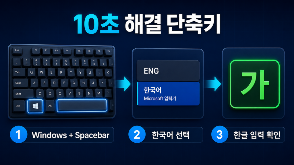 키보드 영문 변환 오류! 한영키 안 먹힐 때 10초 만에 해결하는 단축키 1 Windows Spacebar로 한국어 입력기 전환하는 방법