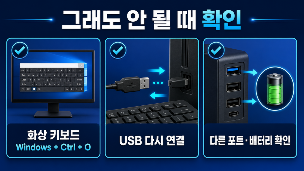 키보드 영문 변환 오류! 한영키 안 먹힐 때 10초 만에 해결하는 단축키 4 화상 키보드와 키보드 연결 상태 확인 방법