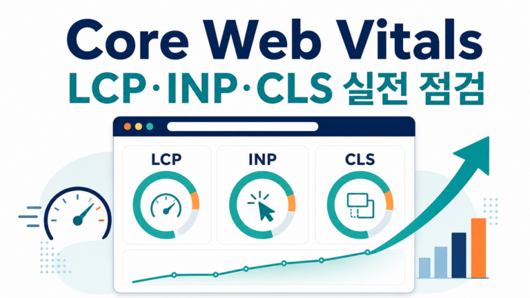 Core Web Vitals 진단|LCP·INP·CLS 30분 개선 순서 2 Core Web Vitals LCP INP CLS 실전 점검 안내