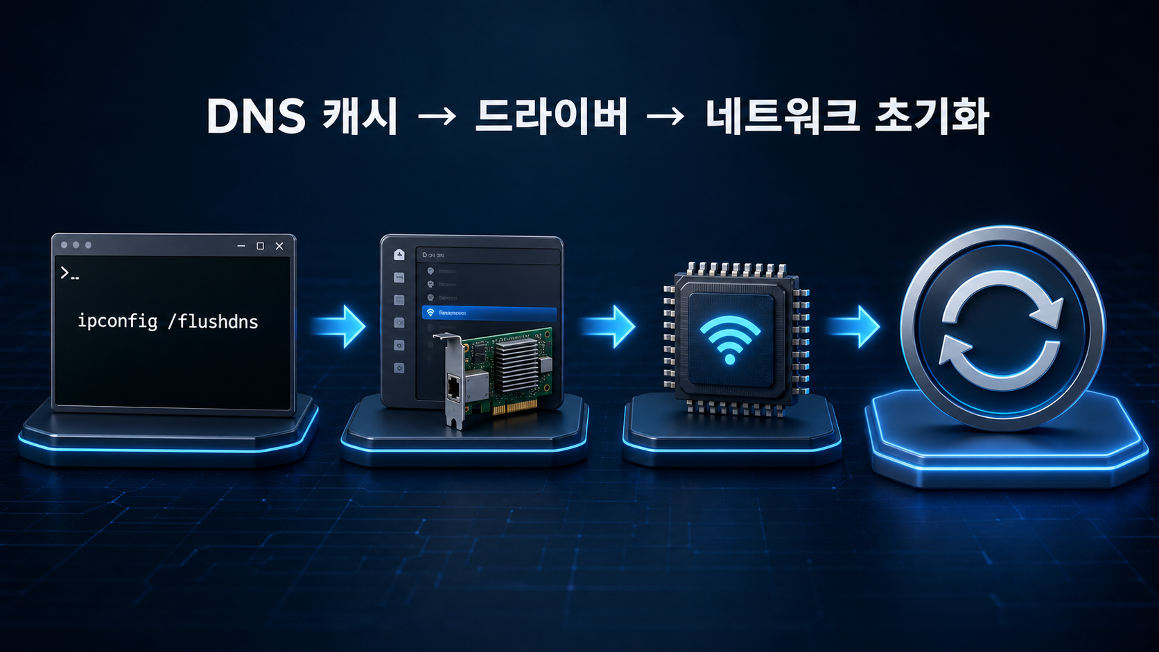 윈도우 업데이트 후 인터넷 느림|DNS·드라이버·네트워크 초기화 순서 3 DNS 캐시와 드라이버 확인 후 네트워크를 초기화하는 순서