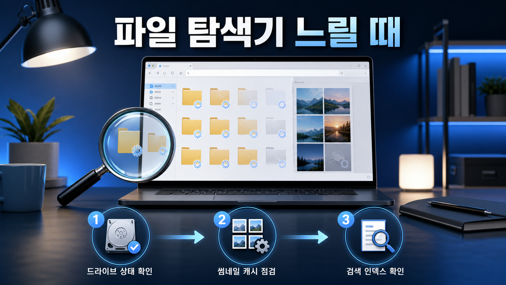 윈도우 파일 탐색기 느릴 때|빠른 실행·미리보기·검색 인덱스 점검 1 파일 탐색기가 느릴 때 드라이브와 썸네일 검색 인덱스를 점검하는 순서