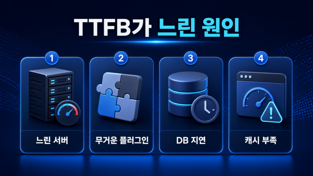 서버 응답시간 TTFB 줄이는 방법|느린 워드프레스 원인과 해결법 2 느린 서버 플러그인 데이터베이스 캐시로 인한 TTFB 지연