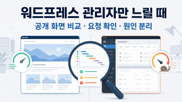워드프레스 관리자 화면만 느릴 때|공개 페이지와 분리 진단 순서 1 워드프레스 공개 화면은 빠르지만 관리자만 느린 상황 진단