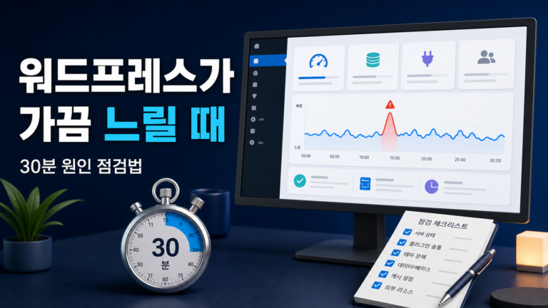 워드프레스가 가끔 느릴 때 원인 찾는 30분 점검법|재현 기록표 포함 8 워드프레스가 가끔 느릴 때 사용하는 30분 원인 점검법