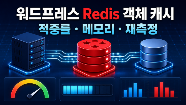 워드프레스 Redis 객체 캐시의 적중률 메모리와 전후 성능을 측정하는 대표 이미지